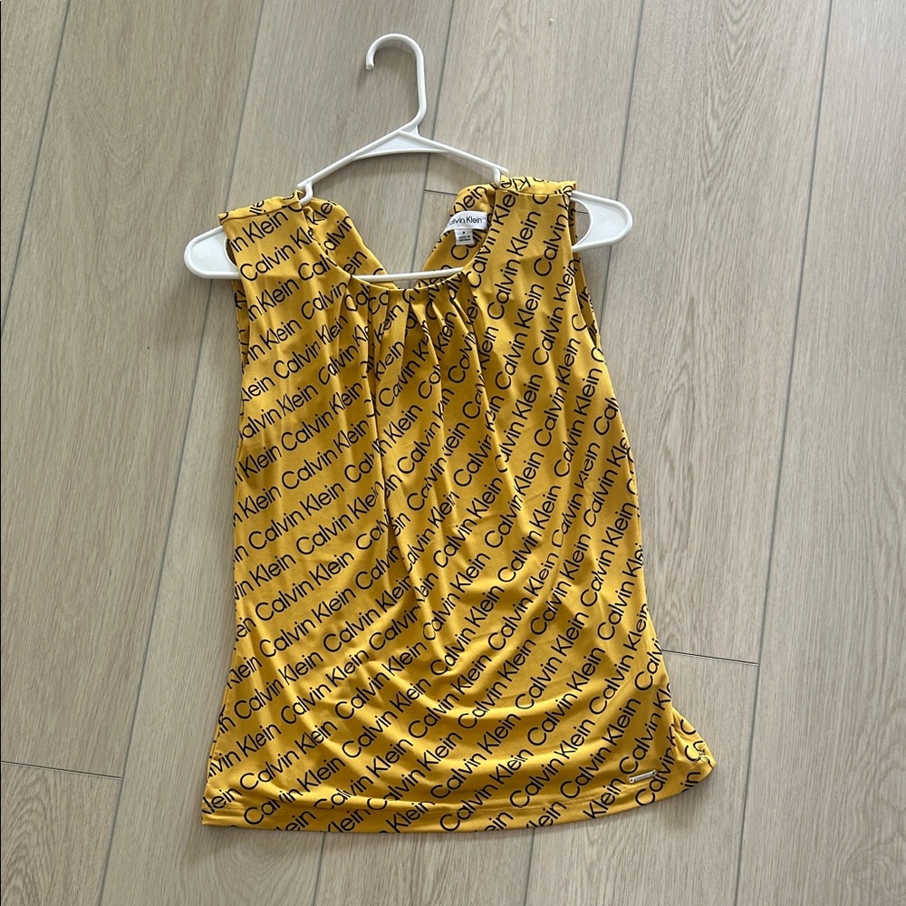 Calvin Klein Yellow Logo Print Sleeveless Camisole
